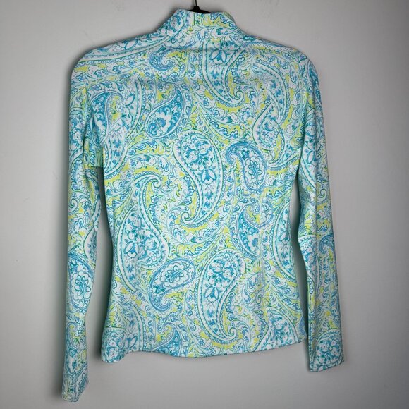 Sigrid Olsen Golf & Tennis Full Zip Jacket Blue Paisley Gold Size XS - Picture 3 of 5